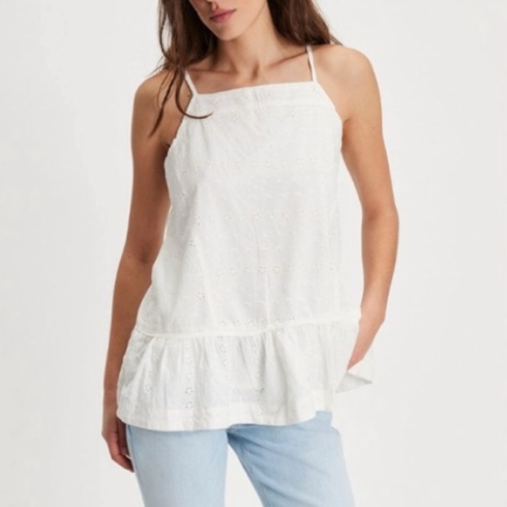 Free People Ivory Eyelet Tunic Top XL NWT 🤍🤍🤍
